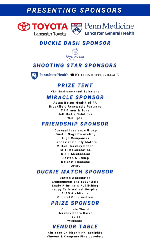 list of sponsors for 2026 duckie race & festival