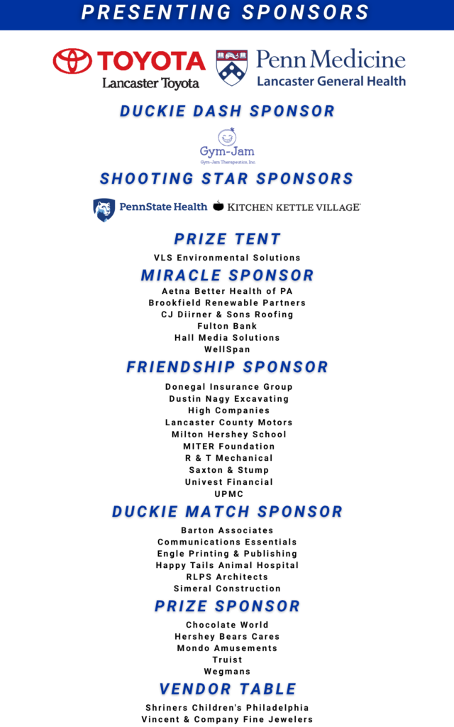 list of sponsors for 2026 duckie race & festival