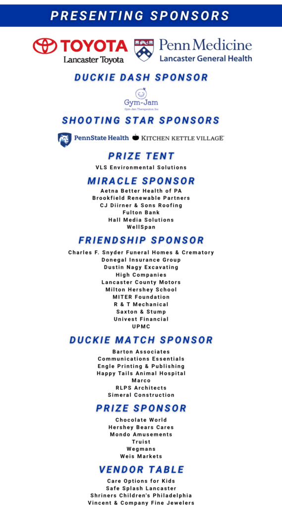 list of sponsors for 2026 duckie race & festival