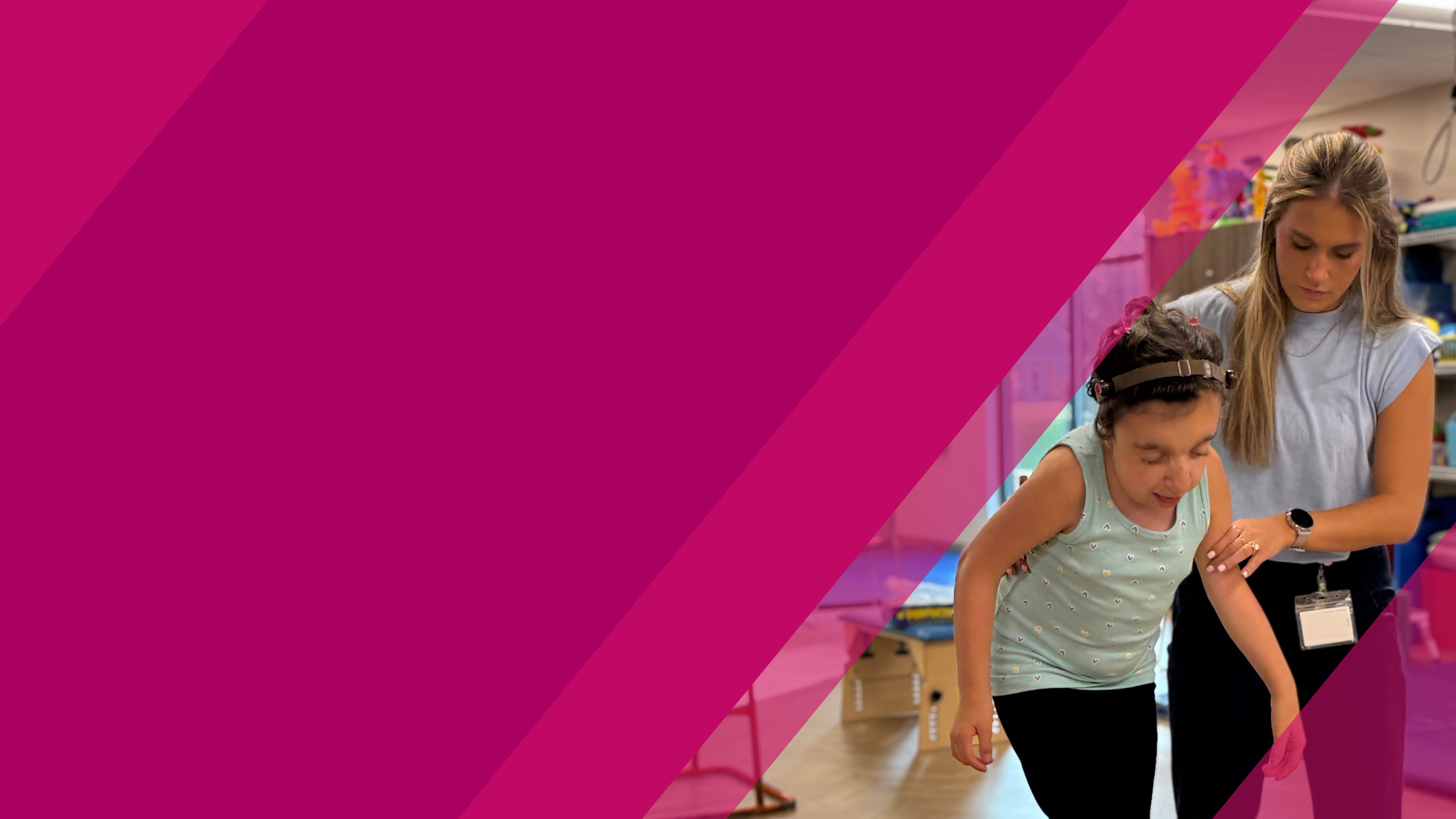 young girl and young woman working together in PT gym