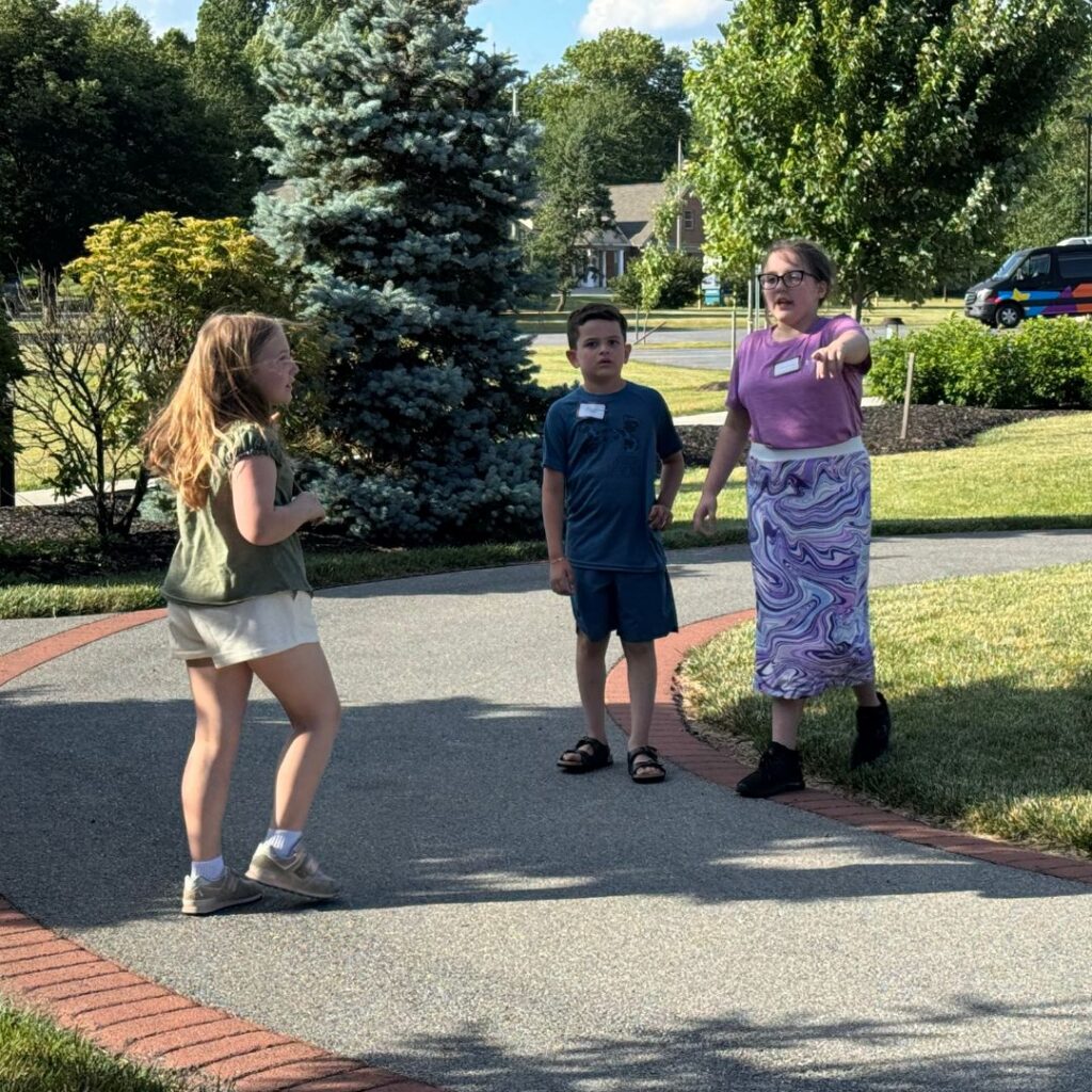 Kids outside playing together