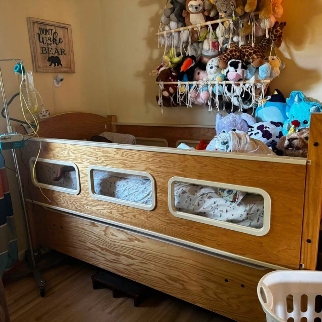 Wooden hospital bed
